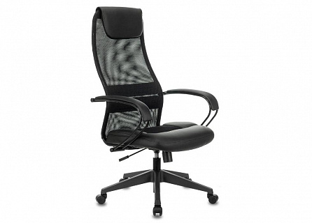 Фото Кресло компьютерное CH-608 BLACK, топ-ган, сетка/экокожа 1